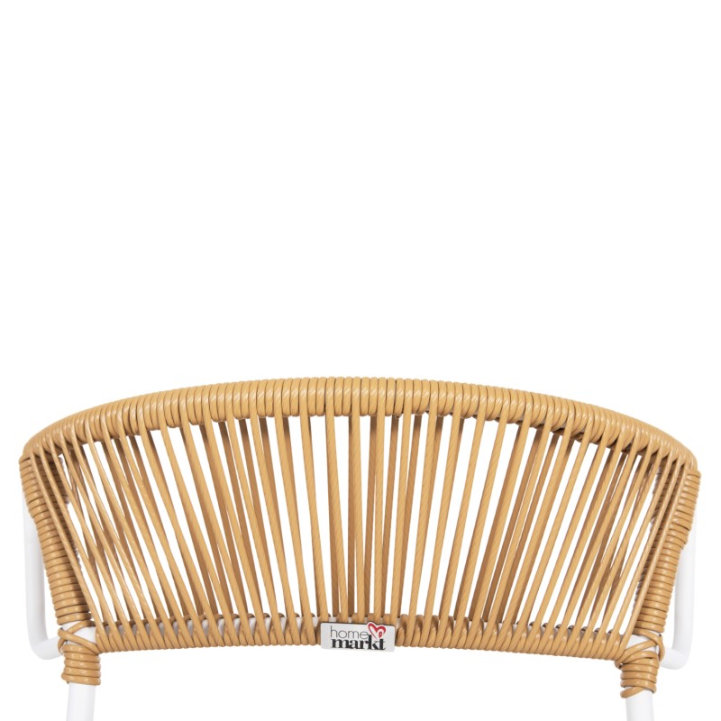 CHAIR SUKI FK6053.01 METAL IN WHITE AND SYNTHETIC RATTAN IN NATURAL COLOR 54x62x80Hcm. CHAIR SUKI FK6053.01 METAL IN WHITE AND SYNTHETIC RATTAN IN NATURAL COLOR 54x62x80Hcm.