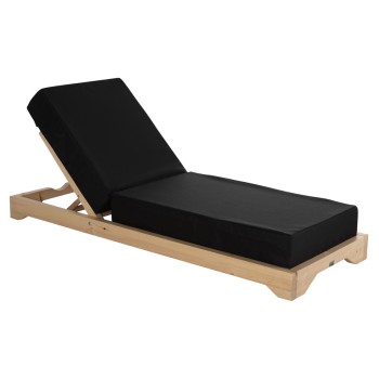 BEACH LOUNGER LOW IKARIA FK10623.01 PINE WOOD IN NATURAL COLOR-BLACK TEXTILENE-CUSHION 20cm THICK