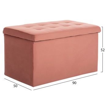 STOOL/TRUNK WITH STORAGE SPACE PUNK FK279.12 DUSTY PINK VELVET 90x50x52Hcm. STOOL/TRUNK WITH STORAGE SPACE PUNK FK279.12 DUSTY PINK VELVET 90x50x52Hcm.