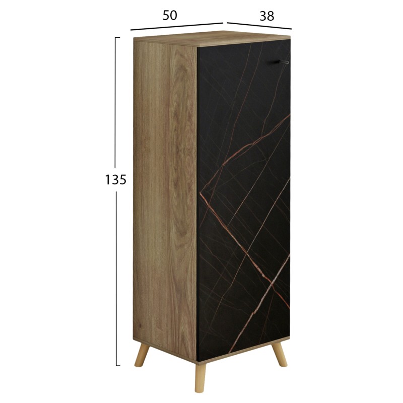 SHOE CABINET ALVARO FK8954.13 MELAMINE IN SONAMA-BLACK MARBLE 50Χ38Χ135Hcm. SHOE CABINET ALVARO FK8954.13 MELAMINE IN SONAMA-BLACK MARBLE 50Χ38Χ135Hcm.