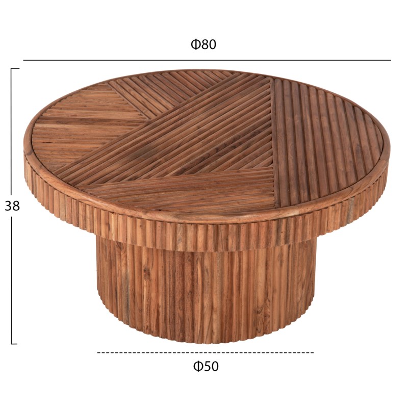 COFFEE TABLE ROUND RANNE FK9694 SOLID ACACIA WOOD IN NATURAL COLOR Φ80x38Hcm. COFFEE TABLE ROUND RANNE FK9694 SOLID ACACIA WOOD IN NATURAL COLOR Φ80x38Hcm.