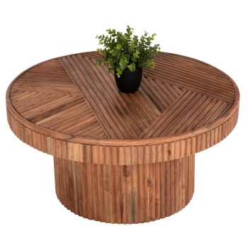 COFFEE TABLE ROUND RANNE FK9694 SOLID ACACIA WOOD IN NATURAL COLOR Φ80x38Hcm.