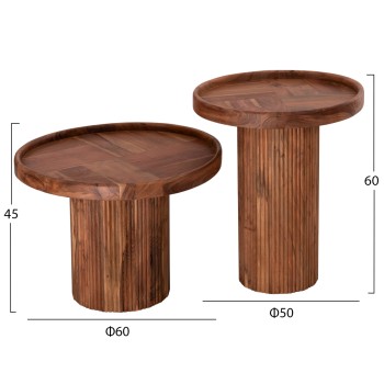 SET 2PCS COFFEE TABLES ROUND RAJJEH FK11943 SOLID ACACIA WOOD IN NATURAL Φ50 & Φ60cm. SET 2PCS COFFEE TABLES ROUND RAJJEH FK11943 SOLID ACACIA WOOD IN NATURAL Φ50 & Φ60cm.