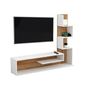 TV FURNITURE COMBO EDELIE FK8908.11 MELAMINE IN WHITE-NATURAL 150x29.5x120H cm.
