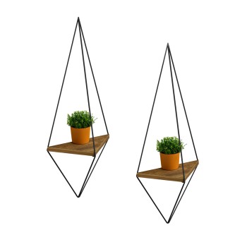 WALL SHELF 2PCS SET CANNARD FK8925.11 MELAMINE IN NATURAL-BLACK METAL 23x15x60Hcm.