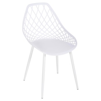 CHAIR POLYPROPYLENE LIO FK9524.11 IN WHITE COLOR WITH WHITE METAL LEGS 52x53x82Hcm.
