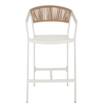 BAR STOOL ALUMINUM WITH ARMS WHITE TEXTLINE PE RATTAN 56x58x105Hcm.FK5892.22 BAR STOOL ALUMINUM WITH ARMS WHITE TEXTLINE PE RATTAN 56x58x105Hcm.FK5892.22
