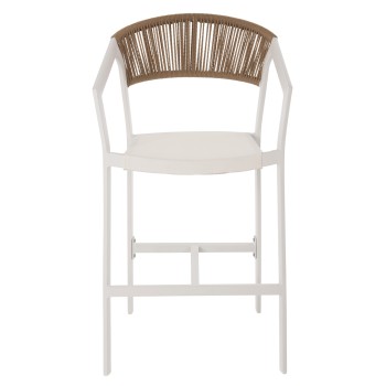 BAR STOOL ALUMINUM IN WHITE FK5892.32 MEDIUM HEIGHT WITH ARMS-RATTAN&TEXTLINE 57x57x99,5Hcm BAR STOOL ALUMINUM IN WHITE FK5892.32 MEDIUM HEIGHT WITH ARMS-RATTAN&TEXTLINE 57x57x99,5Hcm