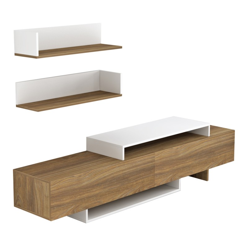 TV FURNITURE SET EDUARDO FK8909.11 MELAMINE IN NATURAL-WHITE 180x29,5x45Hcm. TV FURNITURE SET EDUARDO FK8909.11 MELAMINE IN NATURAL-WHITE 180x29,5x45Hcm.