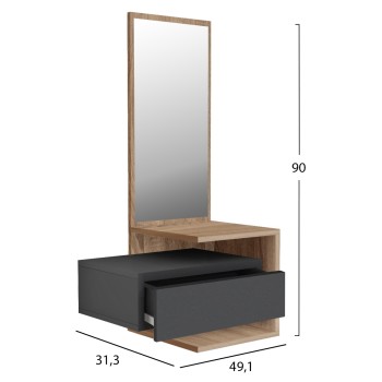 ENTRYWAY FURNITURE (WALL HANGING) WITH MIRROR MEARA FK8984.11 MELAMINE IN SONAMA-GREY 49,1x31,3x90Hcm. ENTRYWAY FURNITURE (WALL HANGING) WITH MIRROR MEARA FK8984.11 MELAMINE IN SONAMA-GREY 49,1x31,3x90Hcm.