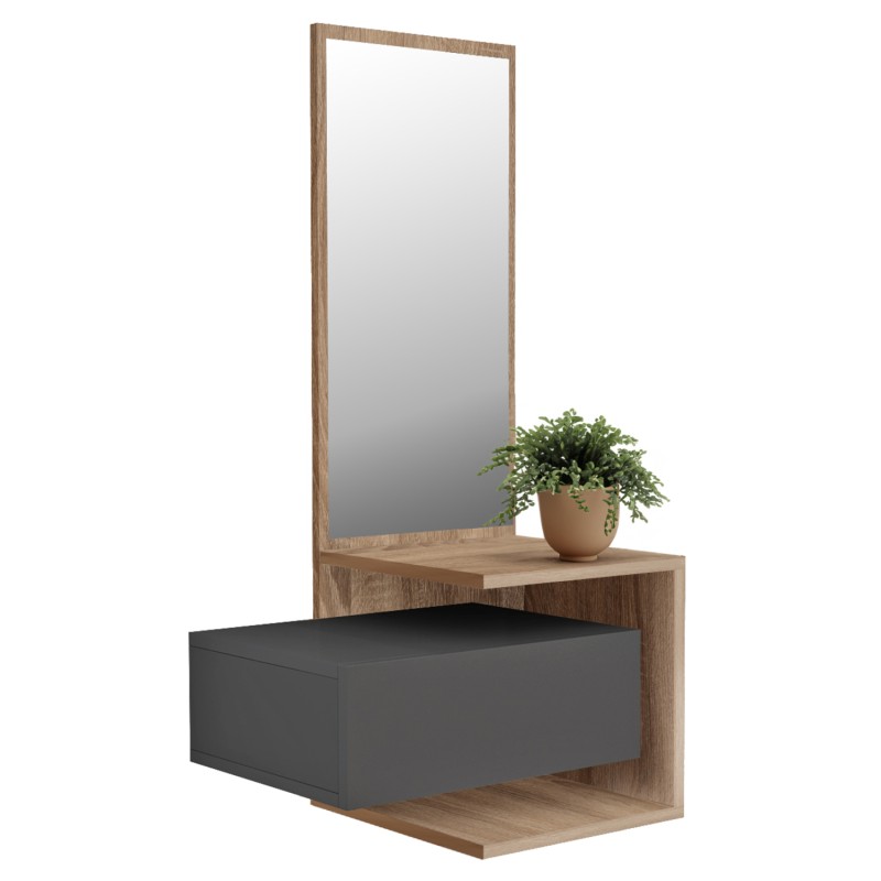 ENTRYWAY FURNITURE (WALL HANGING) WITH MIRROR MEARA FK8984.11 MELAMINE IN SONAMA-GREY 49,1x31,3x90Hcm. ENTRYWAY FURNITURE (WALL HANGING) WITH MIRROR MEARA FK8984.11 MELAMINE IN SONAMA-GREY 49,1x31,3x90Hcm.