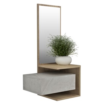 ENTRYWAY FURNITURE (WALL) WITH MIRROR MEARA FK8984.12 MELAMINE IN GREYISH STONE TEXTURE-NATURAL 49,1x31,3x90Hcm.