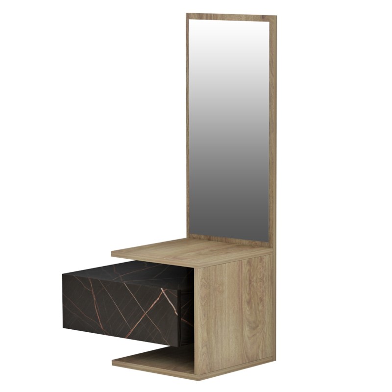 ENTRYWAY FURNITURE (WALL) WITH MIRROR MEARA FK8984.13 MELAMINE IN NATURAL-BLACK MARBLE 49,1x31,3x90Hcm. ENTRYWAY FURNITURE (WALL) WITH MIRROR MEARA FK8984.13 MELAMINE IN NATURAL-BLACK MARBLE 49,1x31,3x90Hcm.