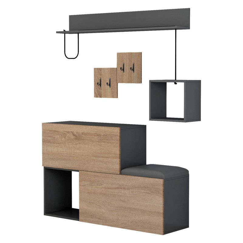 ENTRYWAY FURNITURE SET CERB FK8957.11 MELAMINE IN SONAMA-GREY 120x20x72Hcm. ENTRYWAY FURNITURE SET CERB FK8957.11 MELAMINE IN SONAMA-GREY 120x20x72Hcm.
