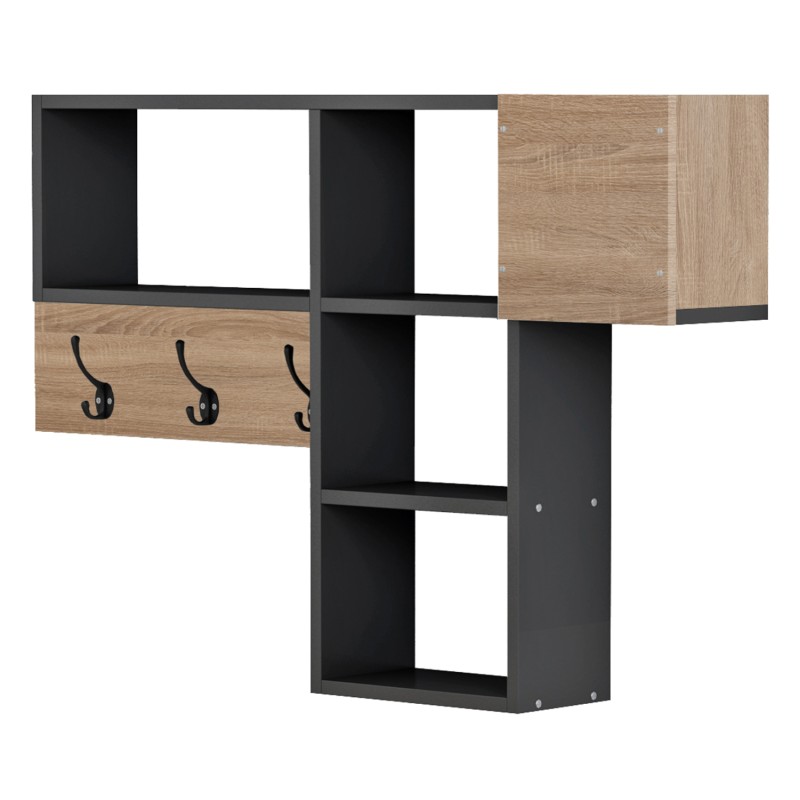 ENTRYWAY HANGER WITH SHELVES HARLAN FK8973.11 MELAMINE IN SONAMA-GREY 99,5x15x61Hcm. ENTRYWAY HANGER WITH SHELVES HARLAN FK8973.11 MELAMINE IN SONAMA-GREY 99,5x15x61Hcm.