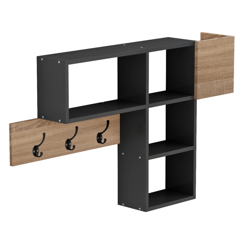 ENTRYWAY HANGER WITH SHELVES HARLAN FK8973.11 MELAMINE IN SONAMA-GREY 99,5x15x61Hcm. ENTRYWAY HANGER WITH SHELVES HARLAN FK8973.11 MELAMINE IN SONAMA-GREY 99,5x15x61Hcm.