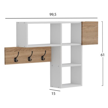 ENTRYWAY HANGER WITH SHELVES HARLAN FK8973.12 MELAMINE IN SONAMA-WHITE 99,5x15x61Hcm. ENTRYWAY HANGER WITH SHELVES HARLAN FK8973.12 MELAMINE IN SONAMA-WHITE 99,5x15x61Hcm.