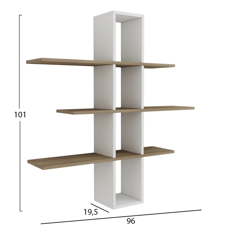 WALL SHELVES DOMINIC FK8976.11 MELAMINE IN NATURAL-WHITE 96x19,5x101Hcm. WALL SHELVES DOMINIC FK8976.11 MELAMINE IN NATURAL-WHITE 96x19,5x101Hcm.