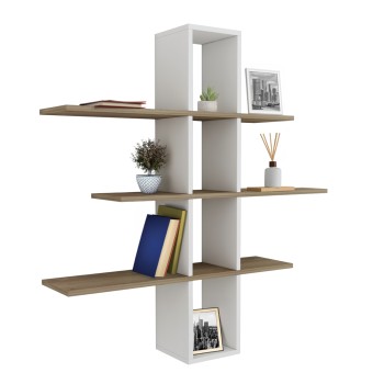 WALL SHELVES DOMINIC FK8976.11 MELAMINE IN NATURAL-WHITE 96x19,5x101Hcm.