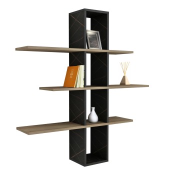 WALL SHELVES DOMINIC FK8976.13 MELAMINE IN NATURAL-BLACK MARBLE 96x19,5x101Hcm.