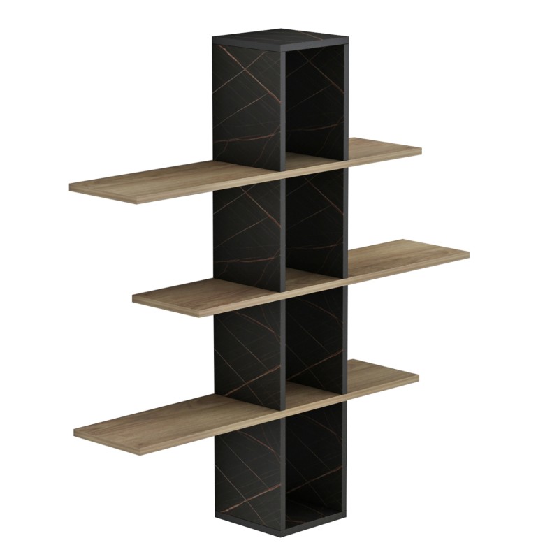 WALL SHELVES DOMINIC FK8976.13 MELAMINE IN NATURAL-BLACK MARBLE 96x19,5x101Hcm. WALL SHELVES DOMINIC FK8976.13 MELAMINE IN NATURAL-BLACK MARBLE 96x19,5x101Hcm.
