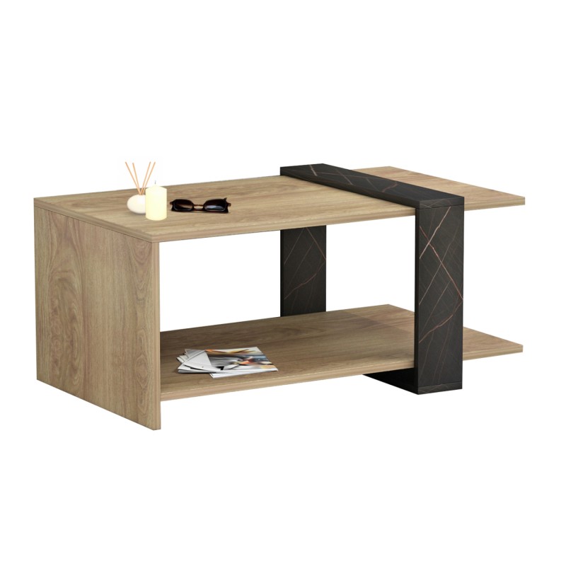 COFFEE TABLE WILMA FK8950.12 MELAMINE IN NATURAL-BLACK MARBLE 80Χ50Χ35Hcm. COFFEE TABLE WILMA FK8950.12 MELAMINE IN NATURAL-BLACK MARBLE 80Χ50Χ35Hcm.