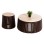 SET 2PCS COFFEE TABLES ROUND KREST FK11958 SOLID ACACIA WOOD-TRAVERTINE Φ90 & Φ50cm.
