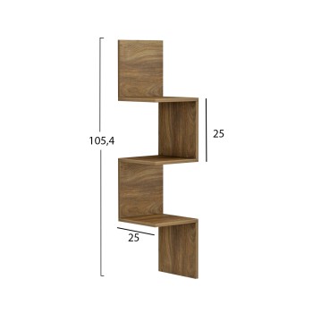 WALL CORNER SHELVES/BOOKCASE ILLUSION FK8935.11 MELAMINE IN DARK NATURAL 25x25x105,4Hcm.