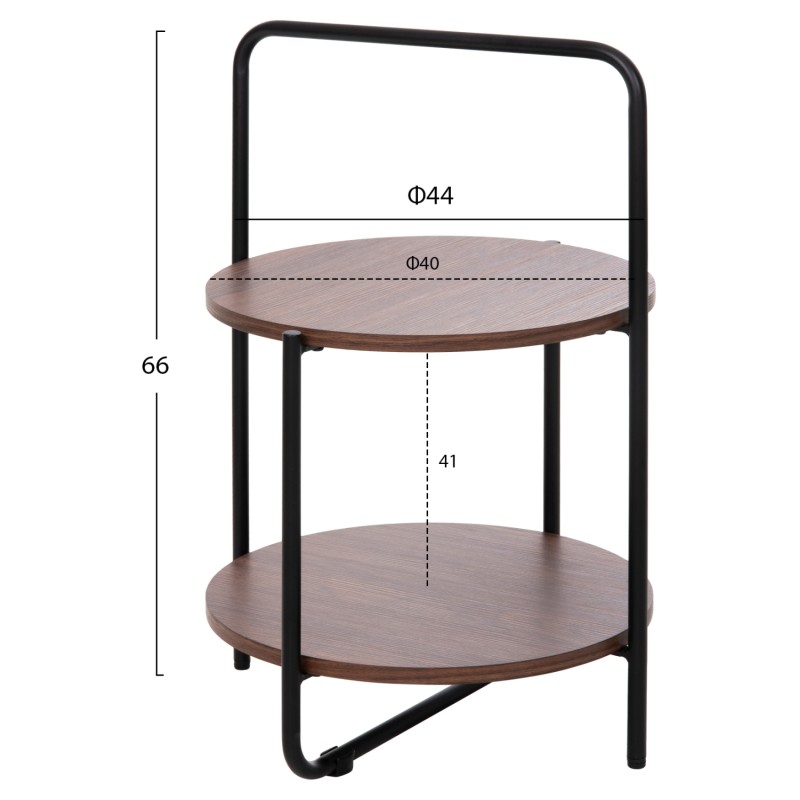 SIDE TABLE SYLO FK9618.02 MDF IN WALNUT COLOR-BLACK METAL FRAME Φ44x66Hcm.