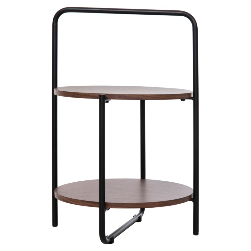 SIDE TABLE SYLO FK9618.02 MDF IN WALNUT COLOR-BLACK METAL FRAME Φ44x66Hcm.