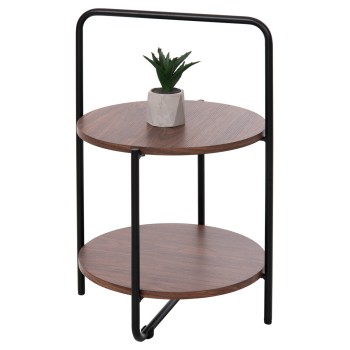 SIDE TABLE SYLO FK9618.02 MDF IN WALNUT COLOR-BLACK METAL FRAME Φ44x66Hcm.