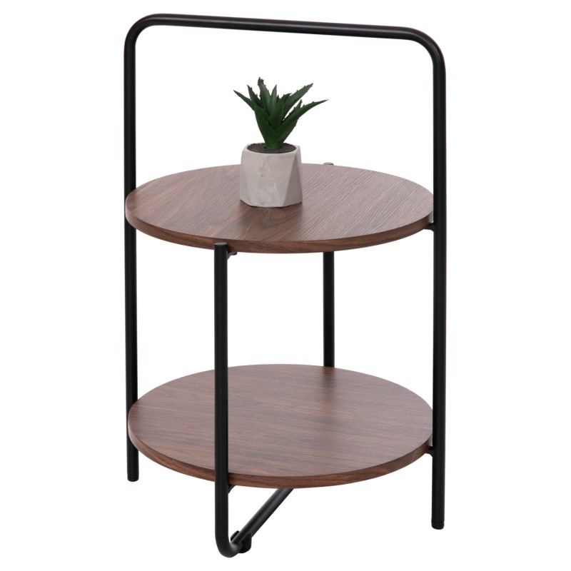 SIDE TABLE SYLO FK9618.02 MDF IN WALNUT COLOR-BLACK METAL FRAME Φ44x66Hcm.