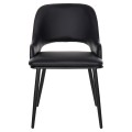 DINING CHAIR DELF FK9617.01 PU BLACK-BLACK METAL LEGS-WOODEN BACK IN NATURAL 48x55x76Hcm. DINING CHAIR DELF FK9617.01 PU BLACK-BLACK METAL LEGS-WOODEN BACK IN NATURAL 48x55x76Hcm.