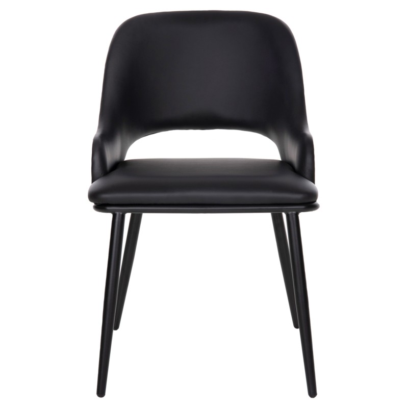 DINING CHAIR DELF FK9617.01 PU BLACK-BLACK METAL LEGS-WOODEN BACK IN NATURAL 48x55x76Hcm. DINING CHAIR DELF FK9617.01 PU BLACK-BLACK METAL LEGS-WOODEN BACK IN NATURAL 48x55x76Hcm.