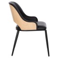 DINING CHAIR DELF FK9617.01 PU BLACK-BLACK METAL LEGS-WOODEN BACK IN NATURAL 48x55x76Hcm. DINING CHAIR DELF FK9617.01 PU BLACK-BLACK METAL LEGS-WOODEN BACK IN NATURAL 48x55x76Hcm.