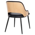 DINING CHAIR DELF FK9617.01 PU BLACK-BLACK METAL LEGS-WOODEN BACK IN NATURAL 48x55x76Hcm. DINING CHAIR DELF FK9617.01 PU BLACK-BLACK METAL LEGS-WOODEN BACK IN NATURAL 48x55x76Hcm.
