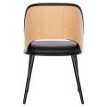DINING CHAIR DELF FK9617.01 PU BLACK-BLACK METAL LEGS-WOODEN BACK IN NATURAL 48x55x76Hcm. DINING CHAIR DELF FK9617.01 PU BLACK-BLACK METAL LEGS-WOODEN BACK IN NATURAL 48x55x76Hcm.