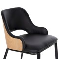 DINING CHAIR DELF FK9617.01 PU BLACK-BLACK METAL LEGS-WOODEN BACK IN NATURAL 48x55x76Hcm. DINING CHAIR DELF FK9617.01 PU BLACK-BLACK METAL LEGS-WOODEN BACK IN NATURAL 48x55x76Hcm.