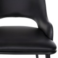 DINING CHAIR DELF FK9617.01 PU BLACK-BLACK METAL LEGS-WOODEN BACK IN NATURAL 48x55x76Hcm. DINING CHAIR DELF FK9617.01 PU BLACK-BLACK METAL LEGS-WOODEN BACK IN NATURAL 48x55x76Hcm.