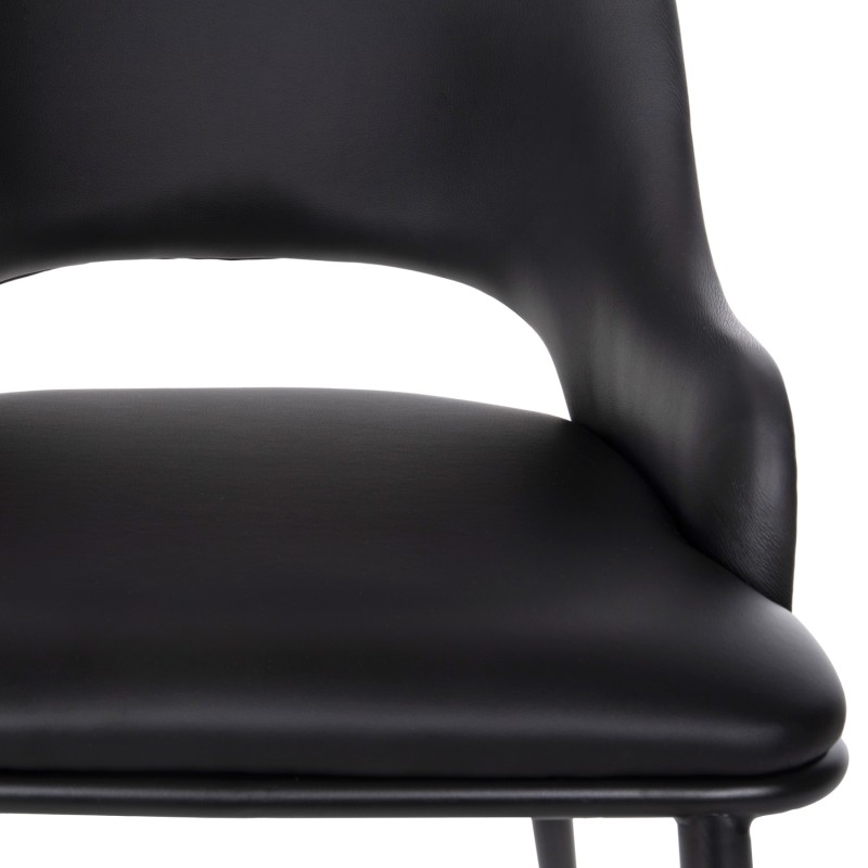 DINING CHAIR DELF FK9617.01 PU BLACK-BLACK METAL LEGS-WOODEN BACK IN NATURAL 48x55x76Hcm. DINING CHAIR DELF FK9617.01 PU BLACK-BLACK METAL LEGS-WOODEN BACK IN NATURAL 48x55x76Hcm.