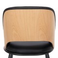DINING CHAIR DELF FK9617.01 PU BLACK-BLACK METAL LEGS-WOODEN BACK IN NATURAL 48x55x76Hcm. DINING CHAIR DELF FK9617.01 PU BLACK-BLACK METAL LEGS-WOODEN BACK IN NATURAL 48x55x76Hcm.