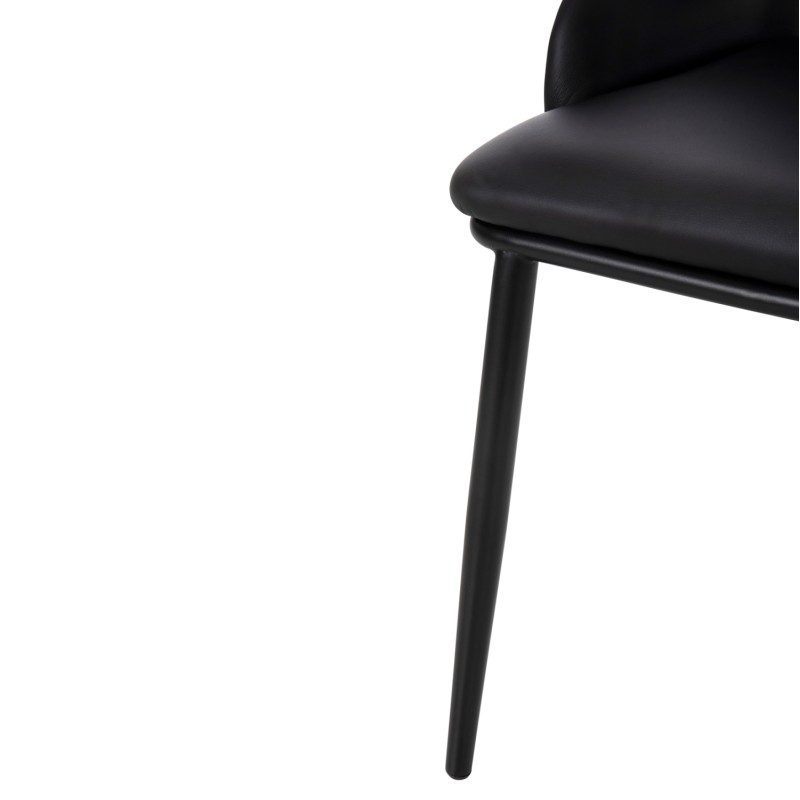 DINING CHAIR DELF FK9617.01 PU BLACK-BLACK METAL LEGS-WOODEN BACK IN NATURAL 48x55x76Hcm. DINING CHAIR DELF FK9617.01 PU BLACK-BLACK METAL LEGS-WOODEN BACK IN NATURAL 48x55x76Hcm.