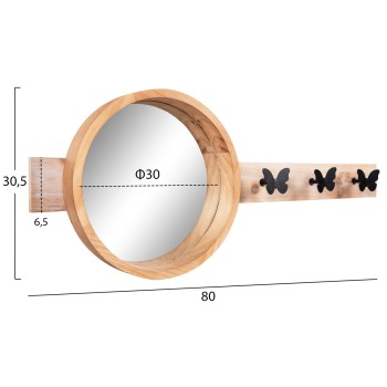 WALL MIRROR ROUND SCUTTLE FK4222 FIR WOOD & MDF-BLACK METAL 80x6,5x30,5Hcm. WALL MIRROR ROUND SCUTTLE FK4222 FIR WOOD & MDF-BLACK METAL 80x6,5x30,5Hcm.