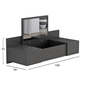 WALL MOUNTED DRESSING TABLE LINDE FK8960.12 MELAMINE IN ANTHRACITE 100x39x33Hcm.