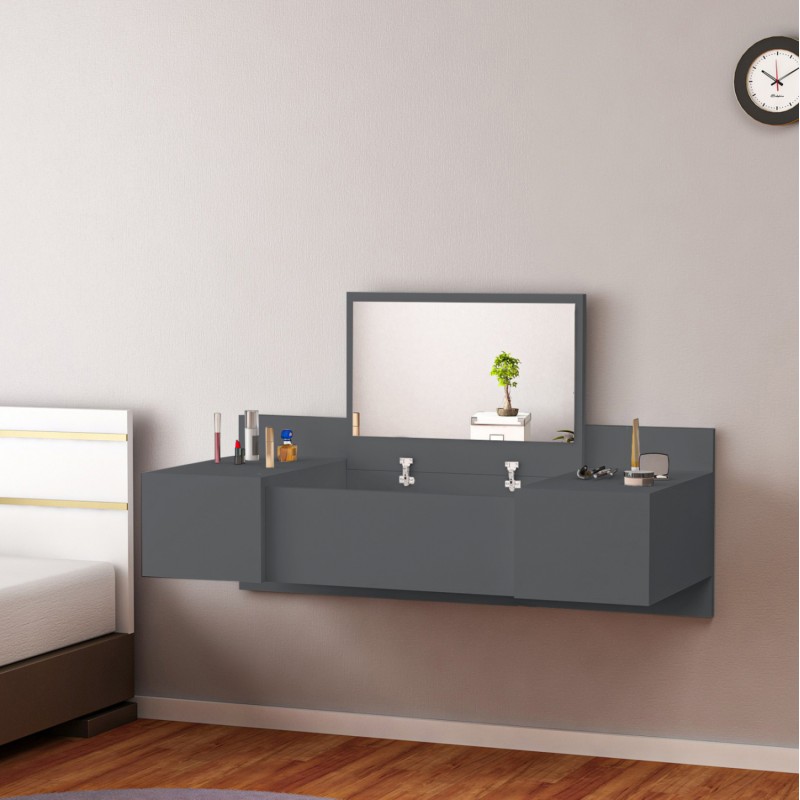 WALL MOUNTED DRESSING TABLE LINDE FK8960.12 MELAMINE IN ANTHRACITE 100x39x33Hcm. WALL MOUNTED DRESSING TABLE LINDE FK8960.12 MELAMINE IN ANTHRACITE 100x39x33Hcm.