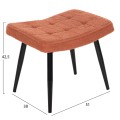 ARMCHAIR WITH FOOTSTOOL CRAWLEY FK8918.22 ORANGE BOUCLE FABRIC-BLACK METAL LEGS 70x74x105Hcm.