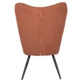 ARMCHAIR WITH FOOTSTOOL CRAWLEY FK8918.22 ORANGE BOUCLE FABRIC-BLACK METAL LEGS 70x74x105Hcm.