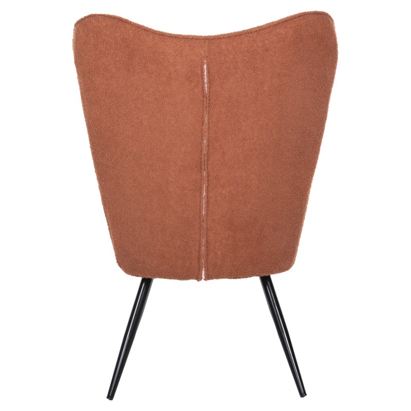ARMCHAIR WITH FOOTSTOOL CRAWLEY FK8918.22 ORANGE BOUCLE FABRIC-BLACK METAL LEGS 70x74x105Hcm.