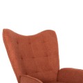 ARMCHAIR WITH FOOTSTOOL CRAWLEY FK8918.22 ORANGE BOUCLE FABRIC-BLACK METAL LEGS 70x74x105Hcm.