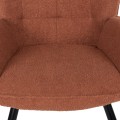 ARMCHAIR WITH FOOTSTOOL CRAWLEY FK8918.22 ORANGE BOUCLE FABRIC-BLACK METAL LEGS 70x74x105Hcm.